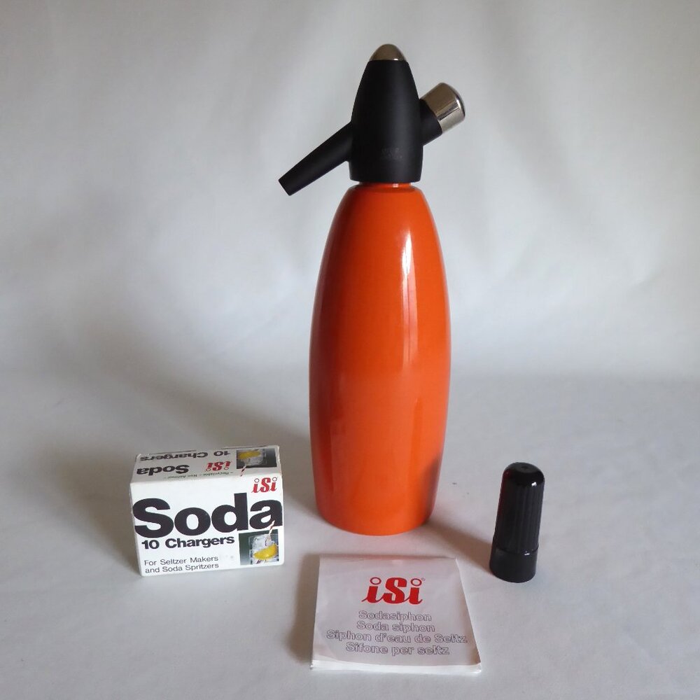 ISI BRAND AUSTRIA ORANGE SODA SIPHON SELTZER BOTTLE BAR ACCESSORY (PRE-OWNED)